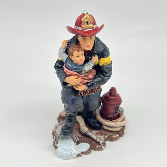 VTG Red Hats of Courage "HERO" Fireman Figurine Carrying Child 1999 Vanmark VGC - Picture 10 of 11